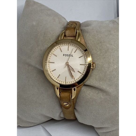 Fossil Classic Minute BQ3030 Women's Beige Leather Analog Dial Quartz Watch EY57 - Picture 1 of 12